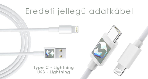 Eredeti jellegű usb C - lightning adatkábel - 1 méter