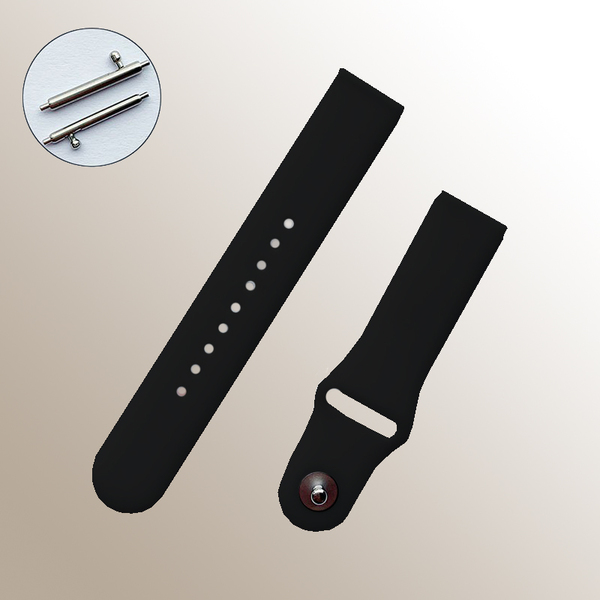Szilikon óraszíj 22 mm, fekete, no23