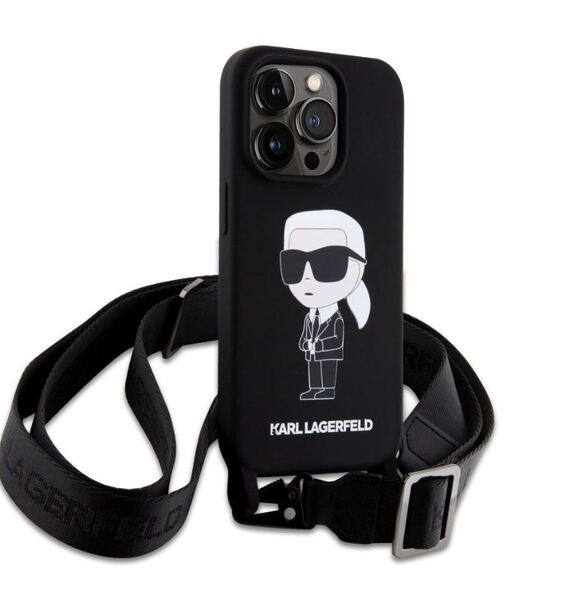 iPhone 15 Pro Karl Lagerfeld - LIQUID SILICONE CROSSBODY IKONIC 