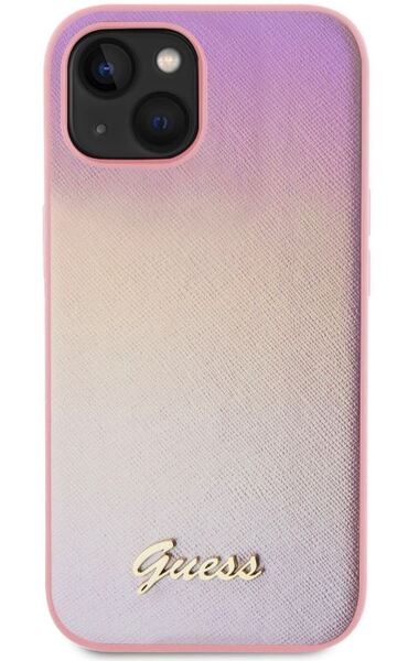 iPhone 15 Guess - 783 - LEATHER IRIDESCENT METAL - pink