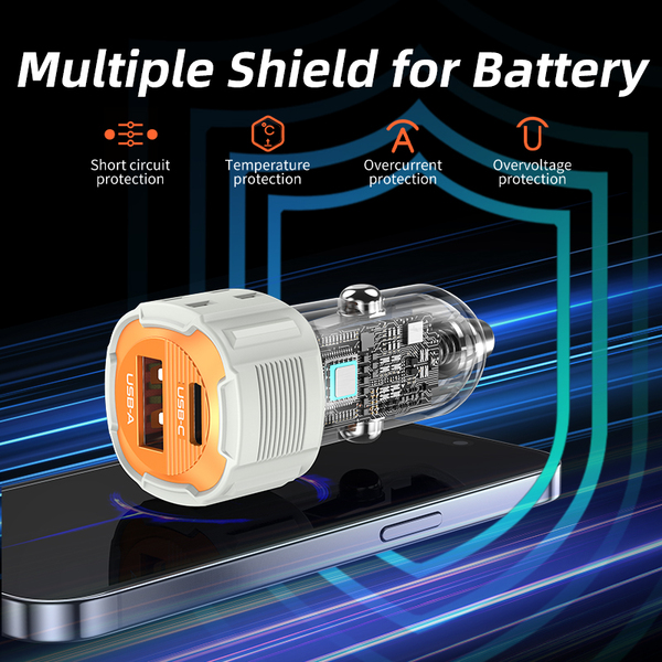 VFAN C15 38W A + C duál autós adapter C kábellel