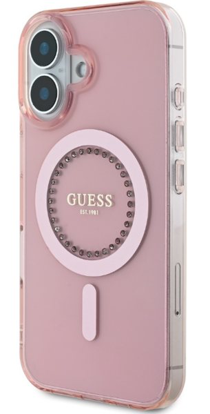 iPhone 16 Guess - 052 - IML RHINESTONES MAGSAFE - pink