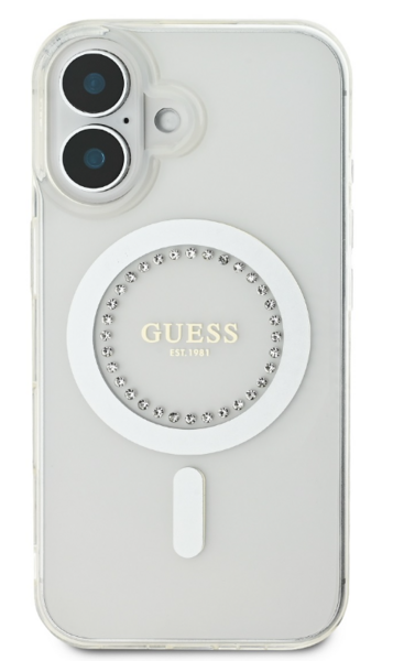 iPhone 16 Guess - 758 - IML RHINESTONES MAGSAFE - fehér