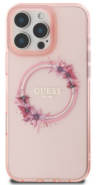 iPhone 16 Pro Guess - 020 - FLOWERS RING MAGSAFE - pink