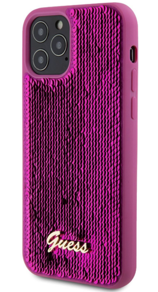 iPhone 12 / 12 Pro Guess - 923 - SEQUIN SCRIPT LOGO - magenta