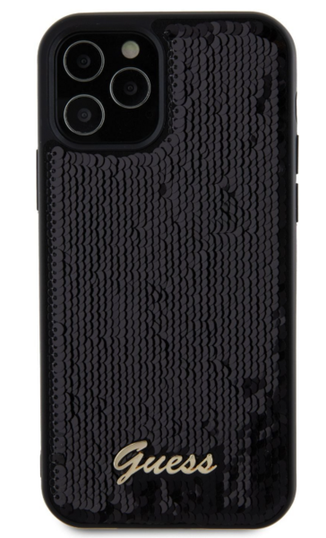 iPhone 12 / 12 Pro Guess - 787 - SEQUIN SCRIPT LOGO - fekete