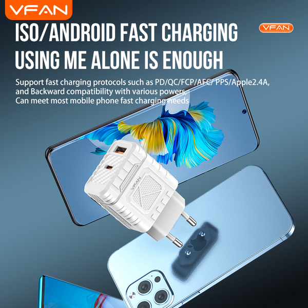 VFAN E11 30W usb A + C adapter + C kábel