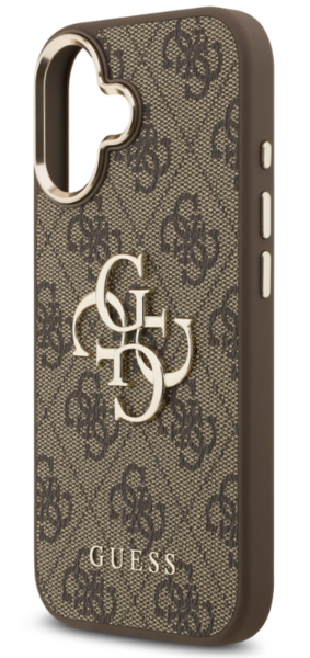 iPhone 17 Guess - 912 - PU LEATHER METAL LOGO GOLD FRAME- barna