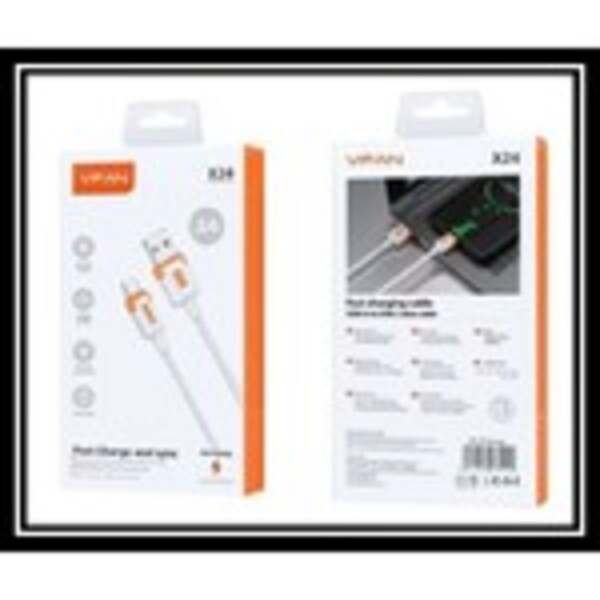 VFAN X24 3A usb A - Micro adatkábel, 1M, narancssárga