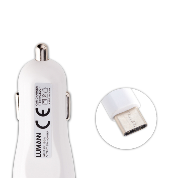 Lumann 2A type C autós töltő, fehér